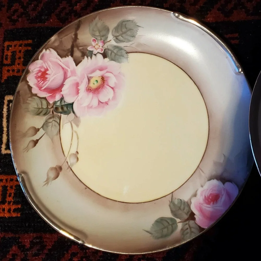 Noritake Mormura M plate and bowl Hand Painted Japan‎ mark